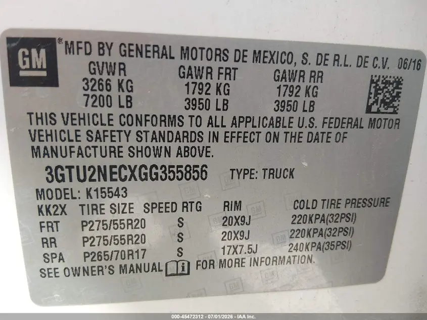 2016 GMC SIERRA 1500 SLT