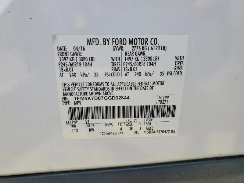 2016 FORD EXPEDITION EL EDDIE BAUER  