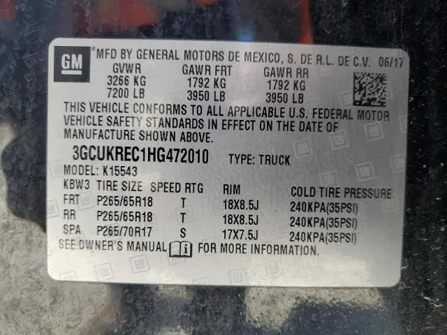 2017 CHEVROLET SILVERADO K1500 LT  