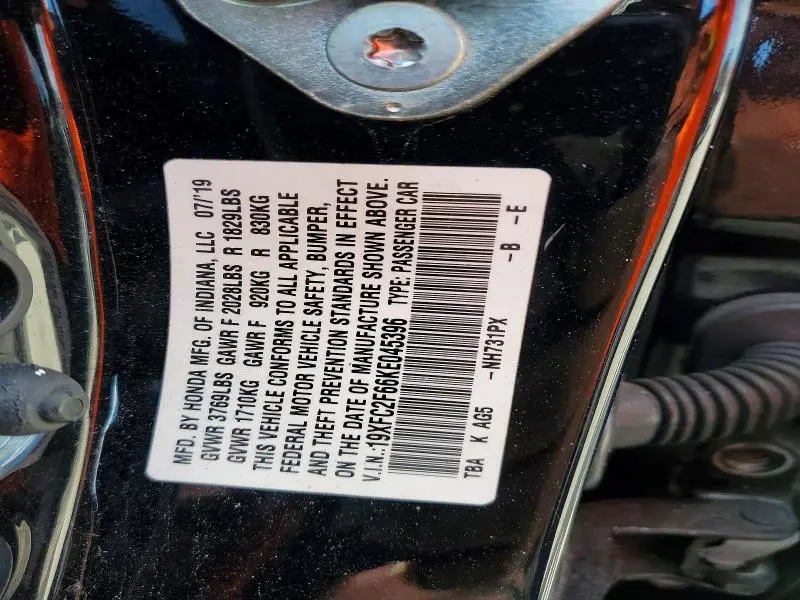 2019 HONDA CIVIC LX  