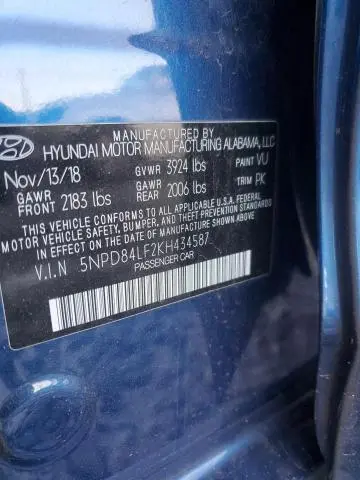 2019 HYUNDAI ELANTRA SEL  