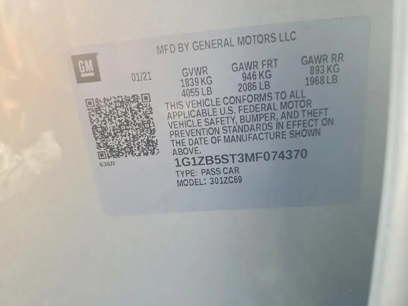 2021 CHEVROLET MALIBU LS  
