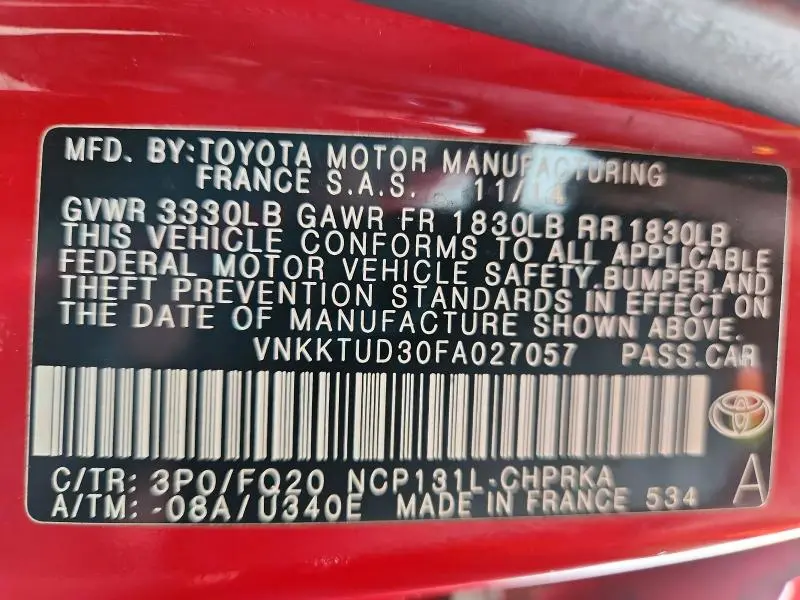 2015 TOYOTA YARIS 5-DOOR L  