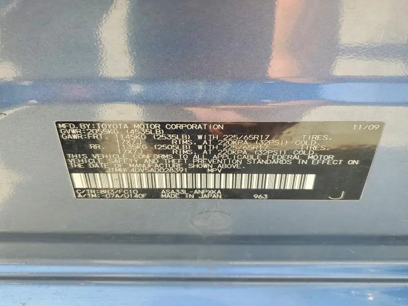 2010 TOYOTA RAV4 BASE  