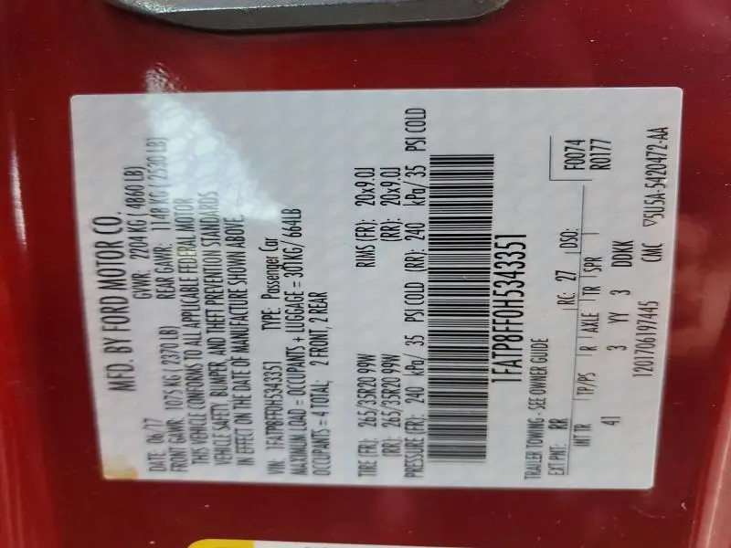 2017 FORD MUSTANG GT  