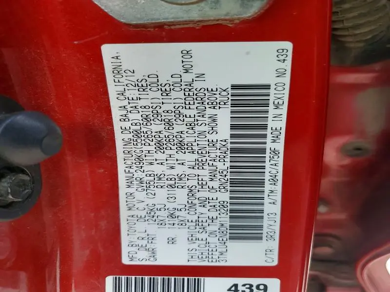 2013 TOYOTA TACOMA DOUBLE CAB  