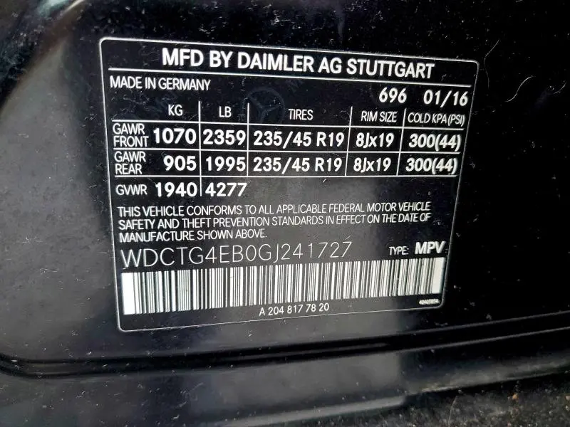 2016 MERCEDES-BENZ GLA 250  