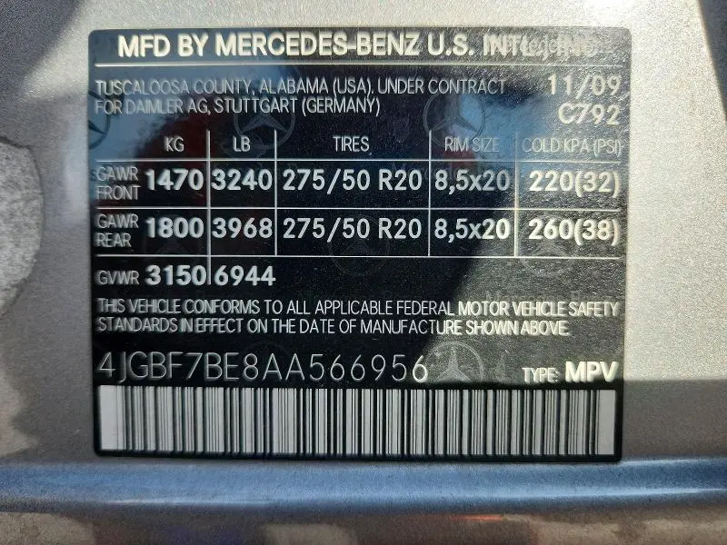 2010 MERCEDES-BENZ GL 450 4MATIC  