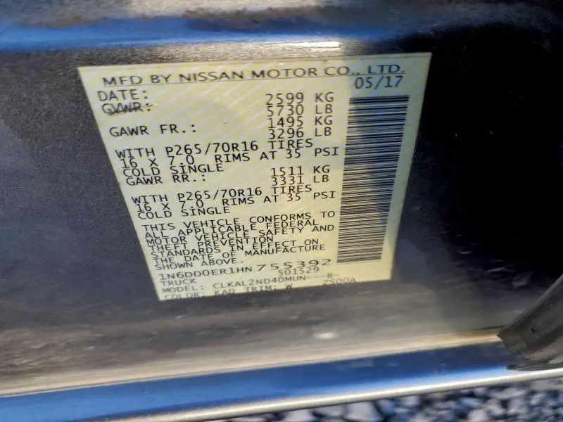 2017 NISSAN FRONTIER S  