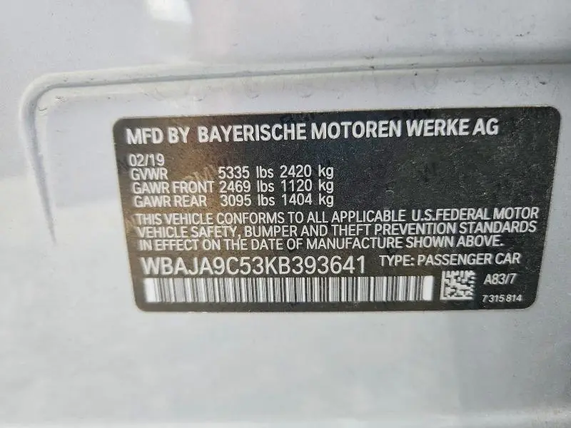 2019 BMW 530E   