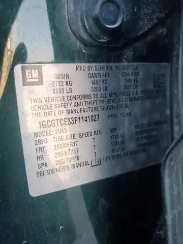 2015 CHEVROLET COLORADO Z71  