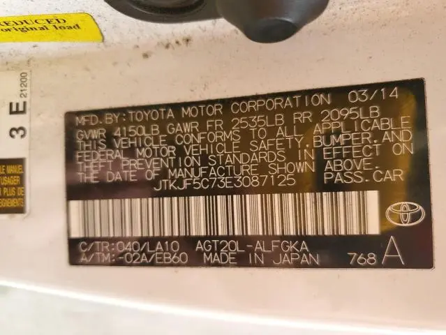 2014 TOYOTA SCION TC   