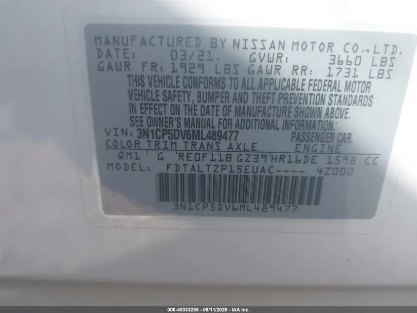 2021 NISSAN KICKS SR XTRONIC CVT