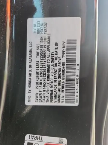 2019 HONDA ODYSSEY ELITE  