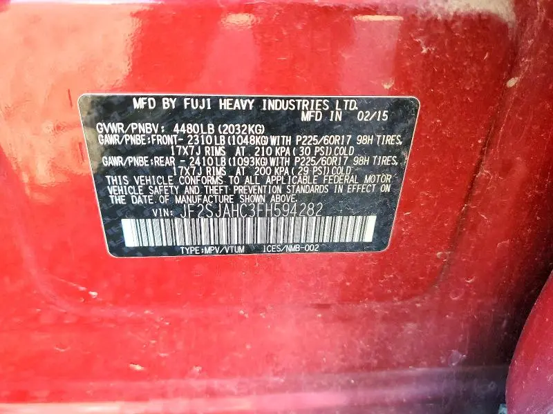 2015 SUBARU FORESTER 2.5I LIMITED  