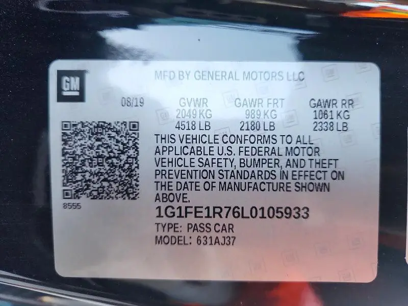 2020 CHEVROLET CAMARO LZ  