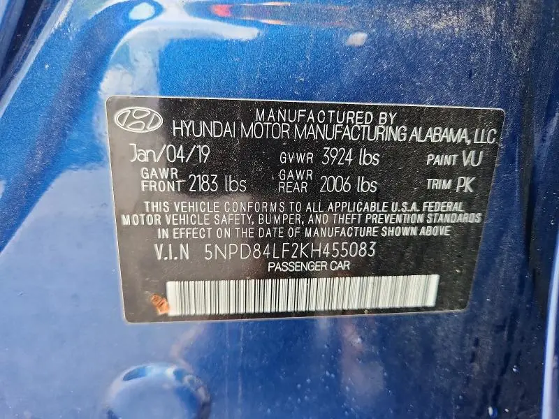 2019 HYUNDAI ELANTRA LIMITED  