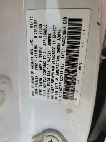 2012 HONDA ACCORD LXP