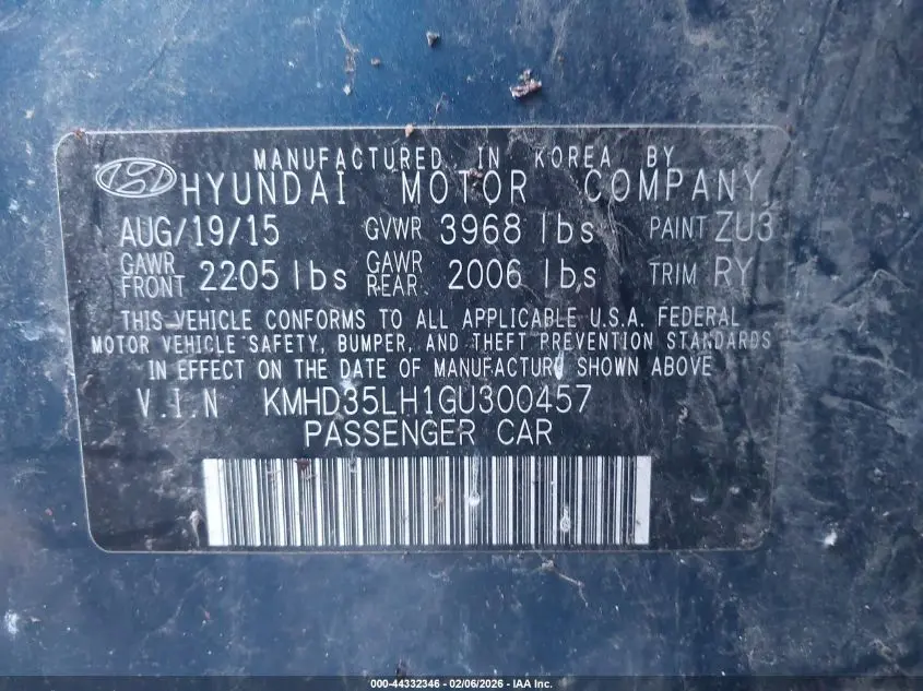 2016 HYUNDAI ELANTRA GT  