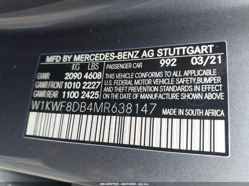 2021 MERCEDES-BENZ C 300 SEDAN