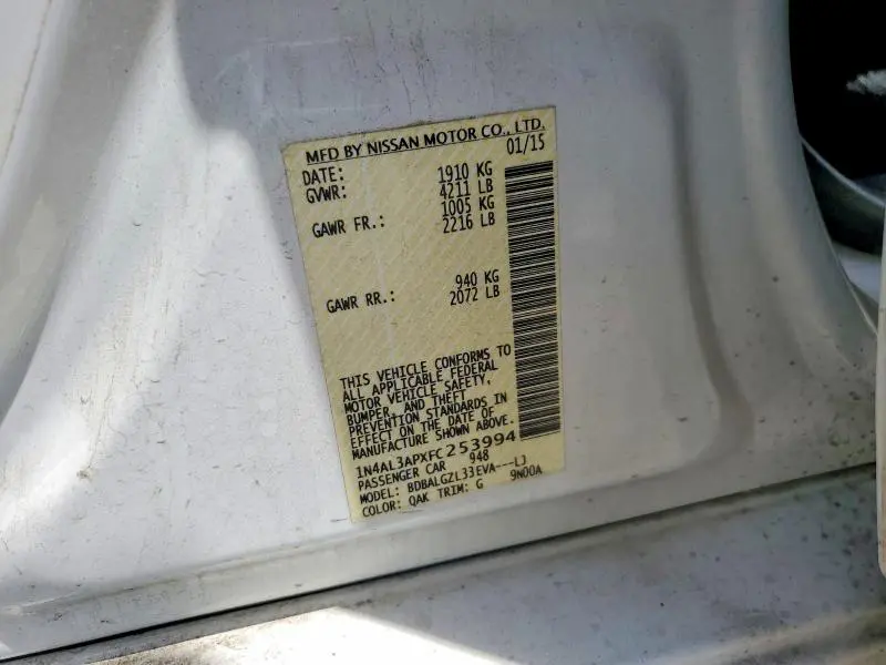 2015 NISSAN ALTIMA 2.5 S  
