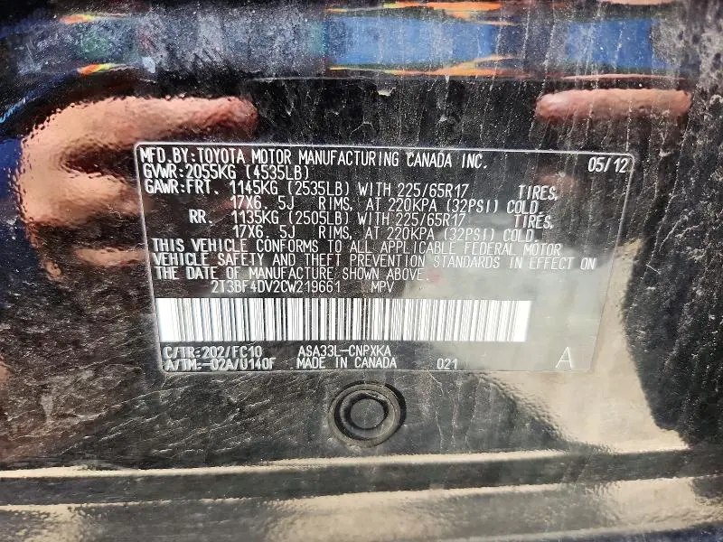 2012 TOYOTA RAV4 BASE  
