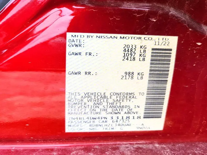 2023 NISSAN ALTIMA SV  