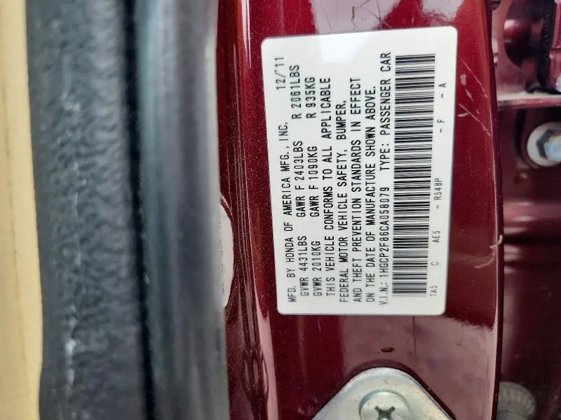 2012 HONDA ACCORD EXL  