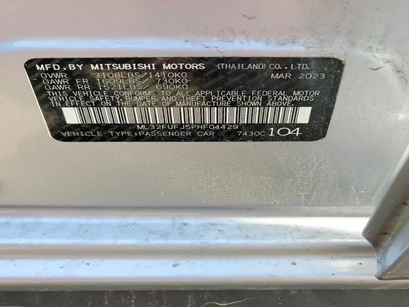 2023 MITSUBISHI MIRAGE G4 ES  