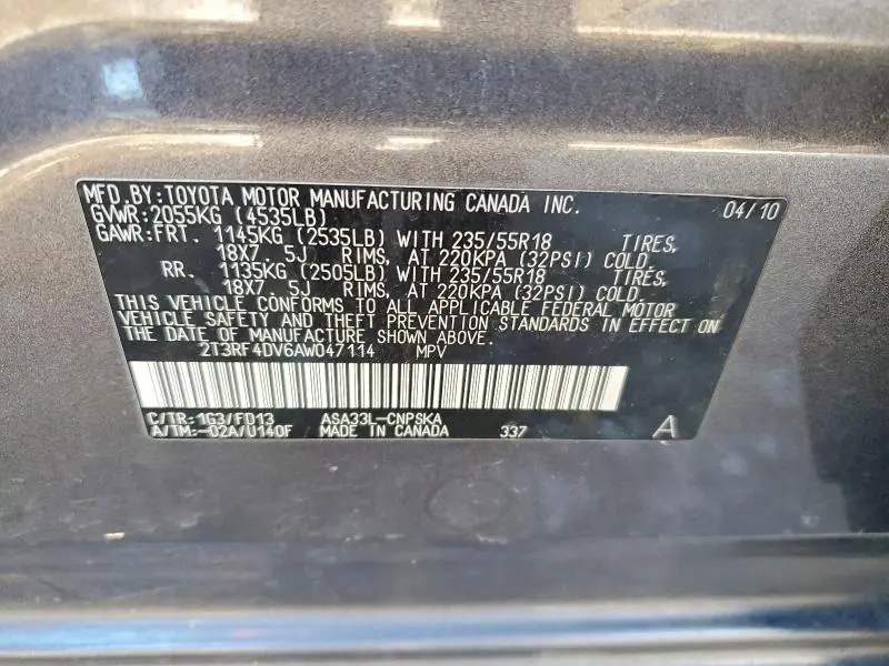 2010 TOYOTA RAV4 SPORT  