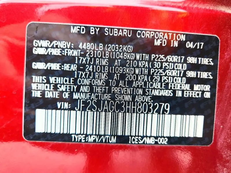 2017 SUBARU FORESTER 2.5I PREMIUM  
