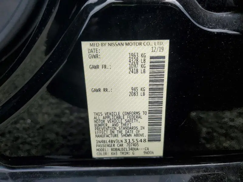 2020 NISSAN ALTIMA S  