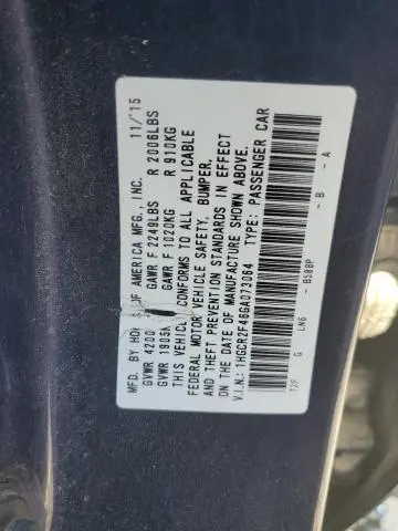 2016 HONDA ACCORD LX  