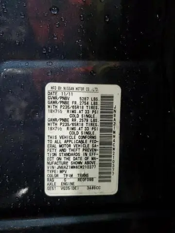 2012 NISSAN MURANO S  