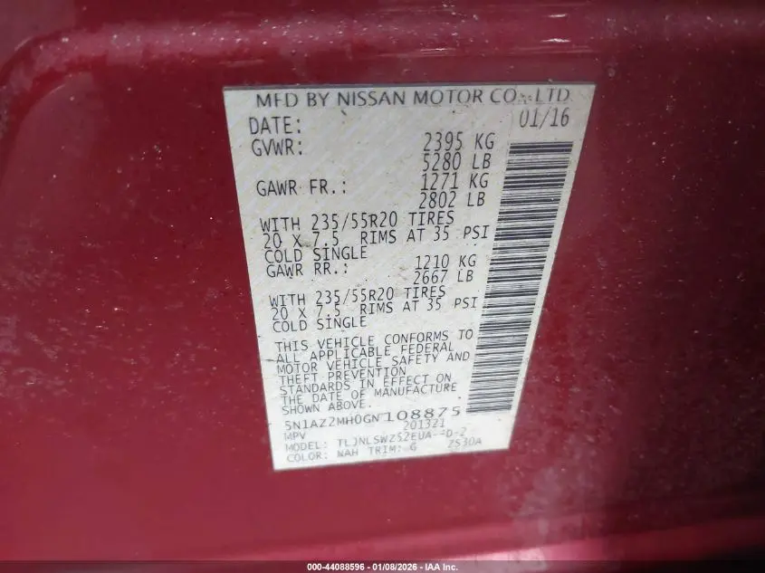 2016 NISSAN MURANO PLATINUM