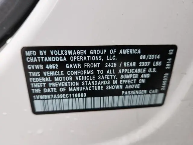 2014 VOLKSWAGEN PASSAT SE