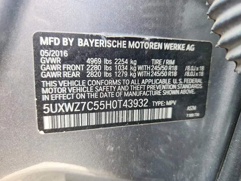 2017 BMW X3 SDRIVE28I  