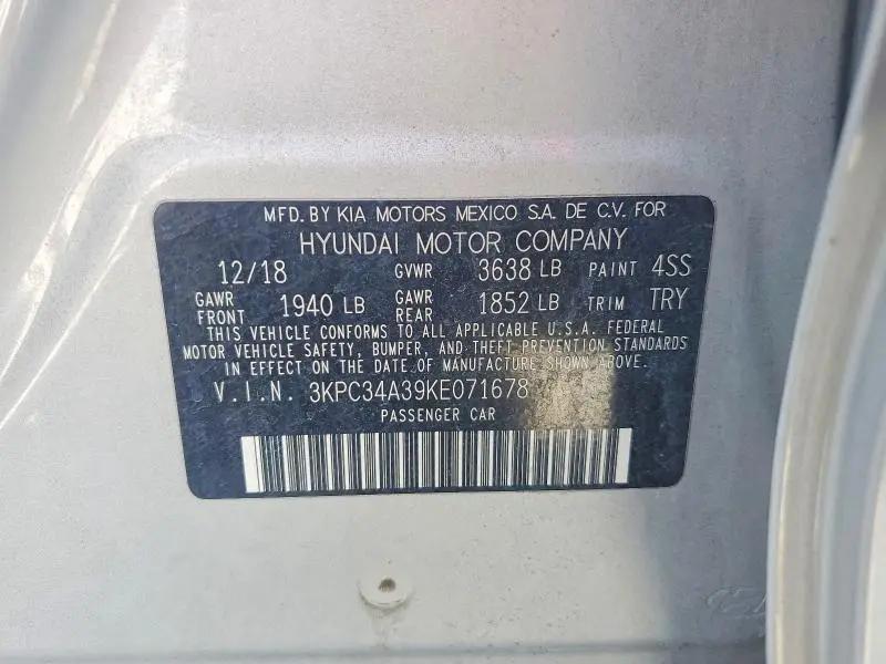 2019 HYUNDAI ACCENT LIMITED  