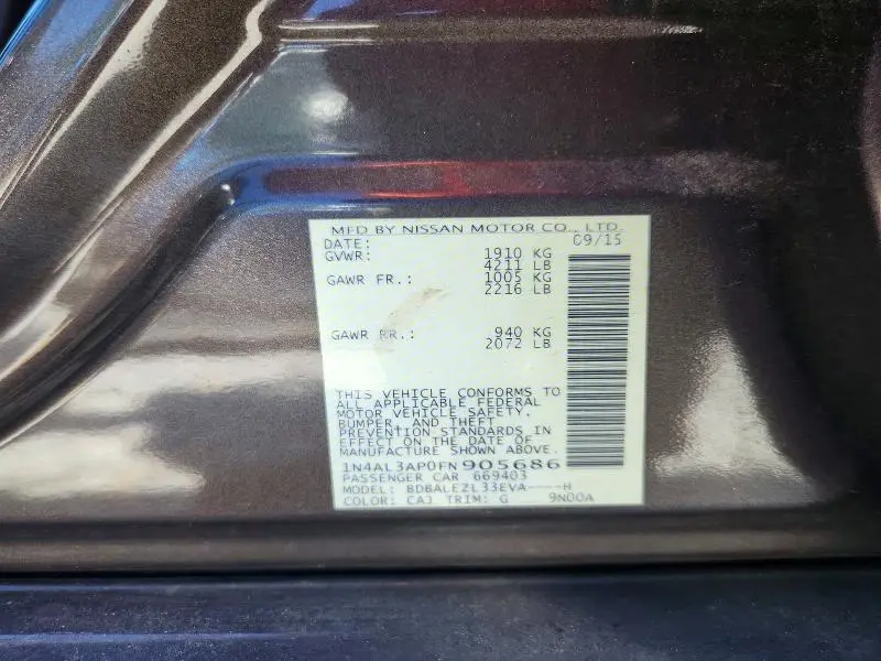 2015 NISSAN ALTIMA 2.5 S  