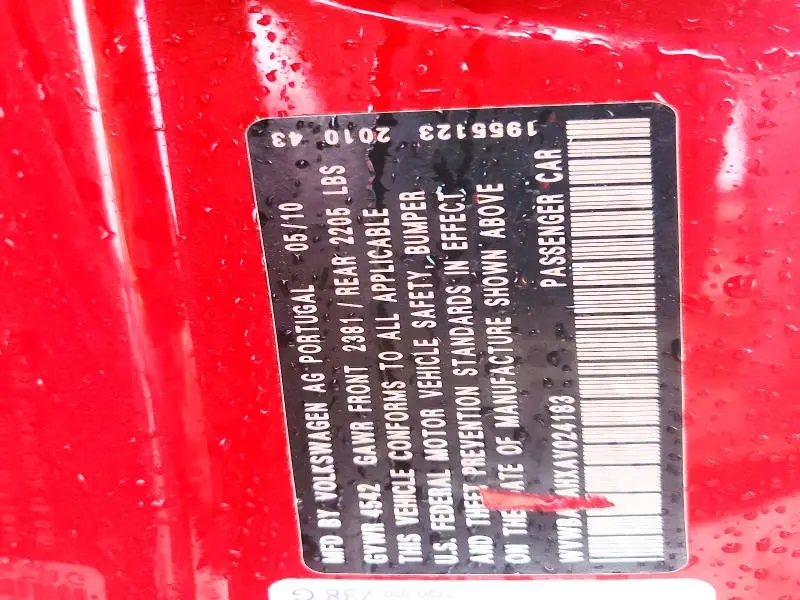 2010 VOLKSWAGEN EOS TURBO  