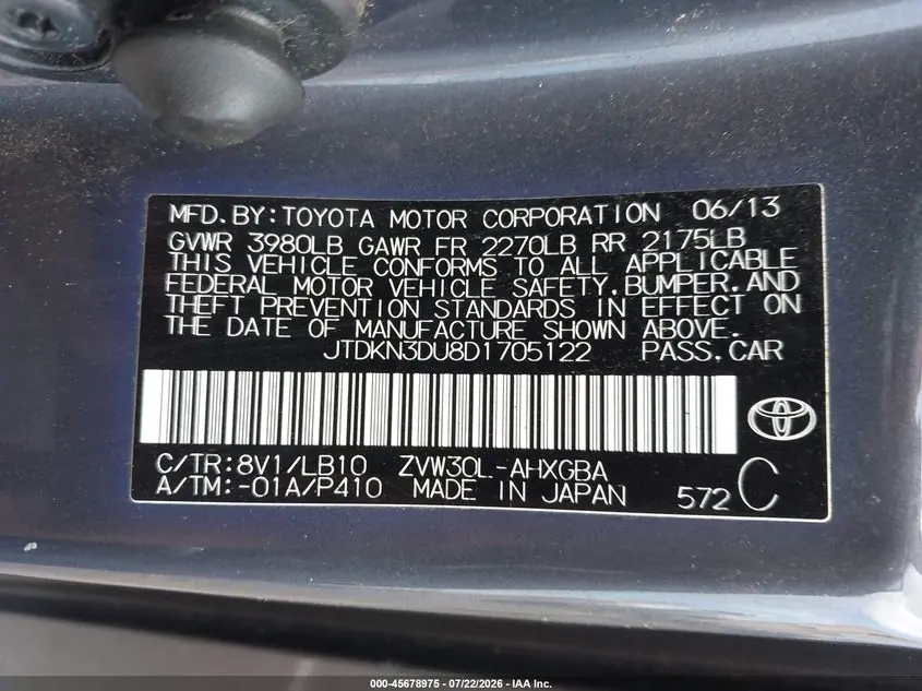 2013 TOYOTA PRIUS FIVE/FOUR/THREE/THREE SE/TWO