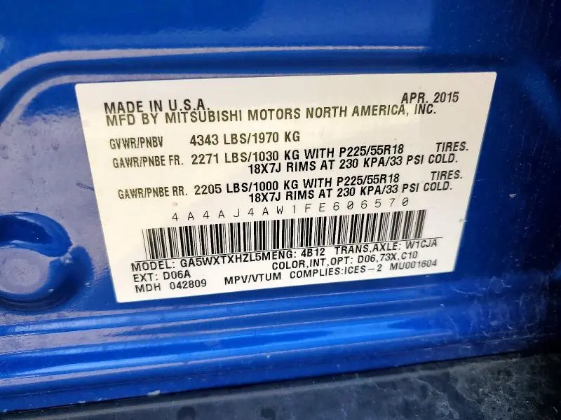 2015 MITSUBISHI RVR GT  