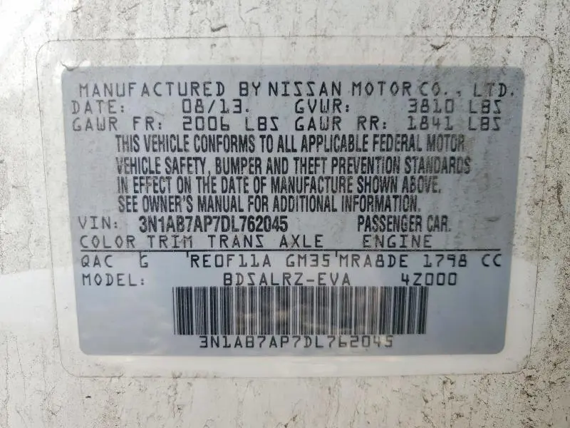 2013 NISSAN SENTRA S  