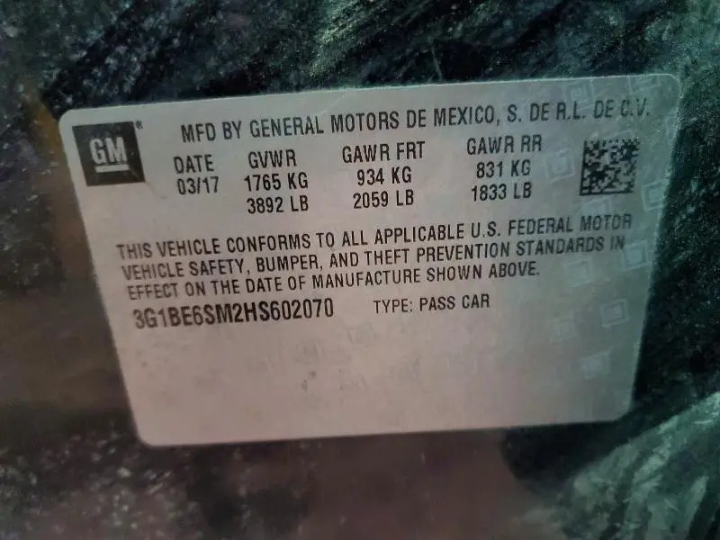 2017 CHEVROLET CRUZE LT  