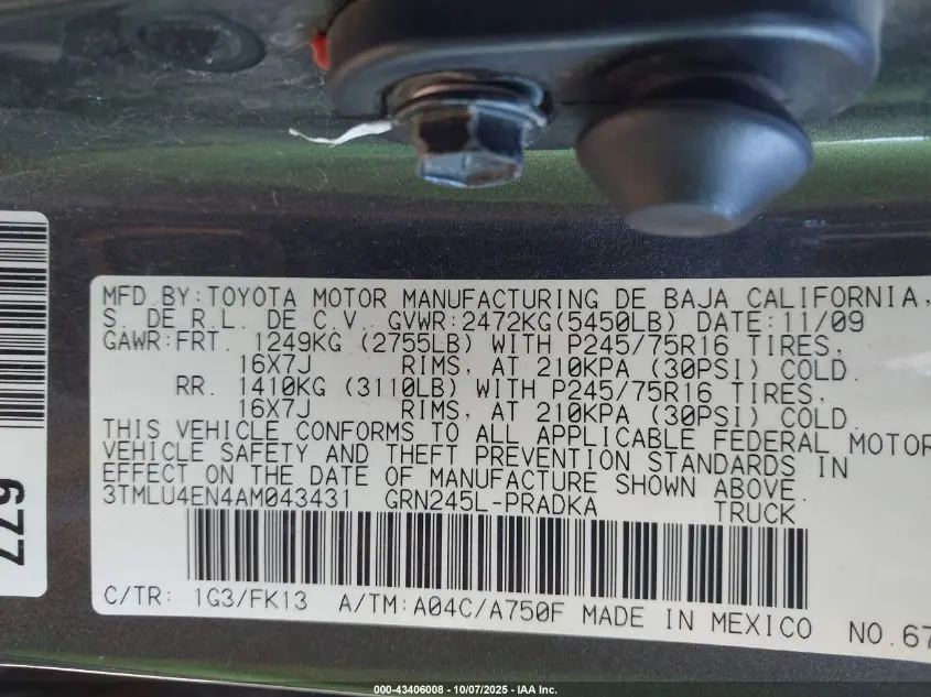 2010 TOYOTA TACOMA BASE V6