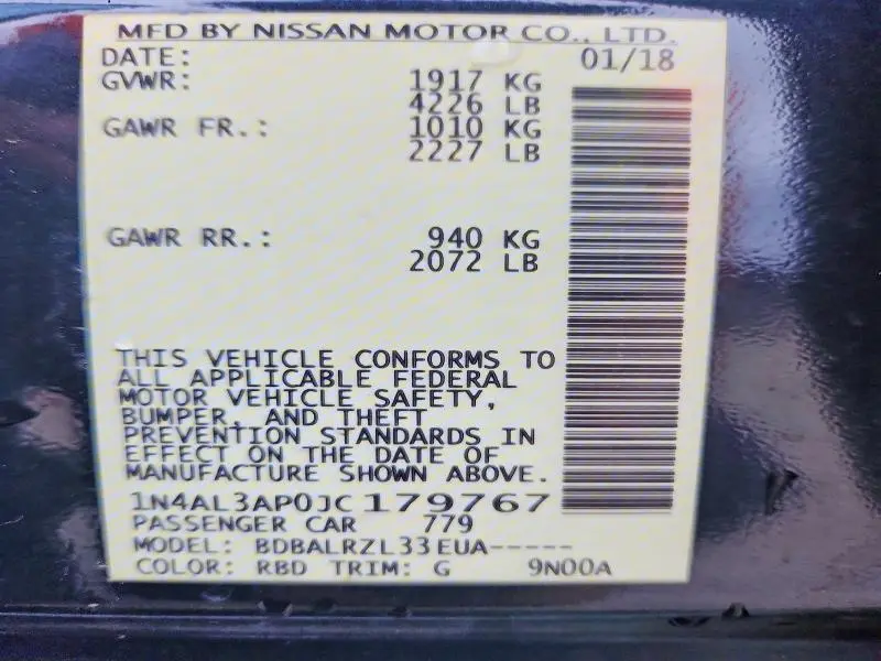 2018 NISSAN ALTIMA 2.5 SL  