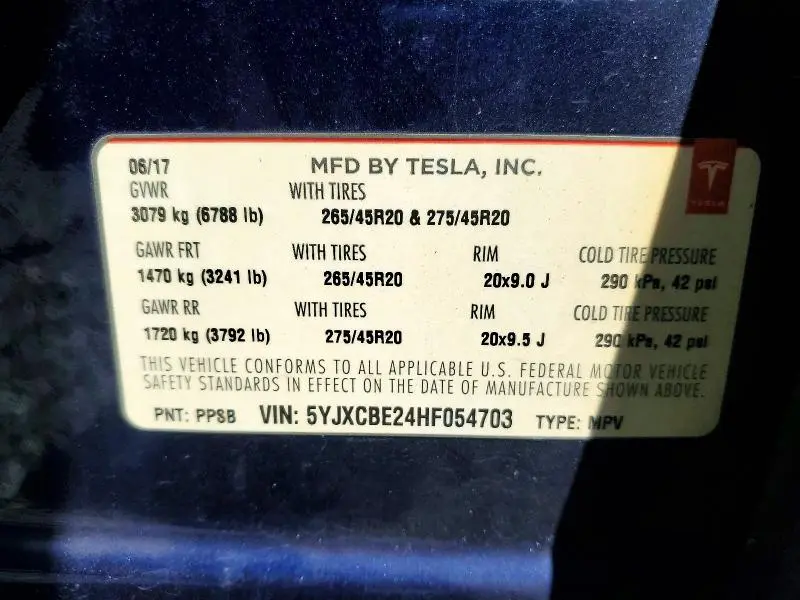 2017 TESLA MODEL X   