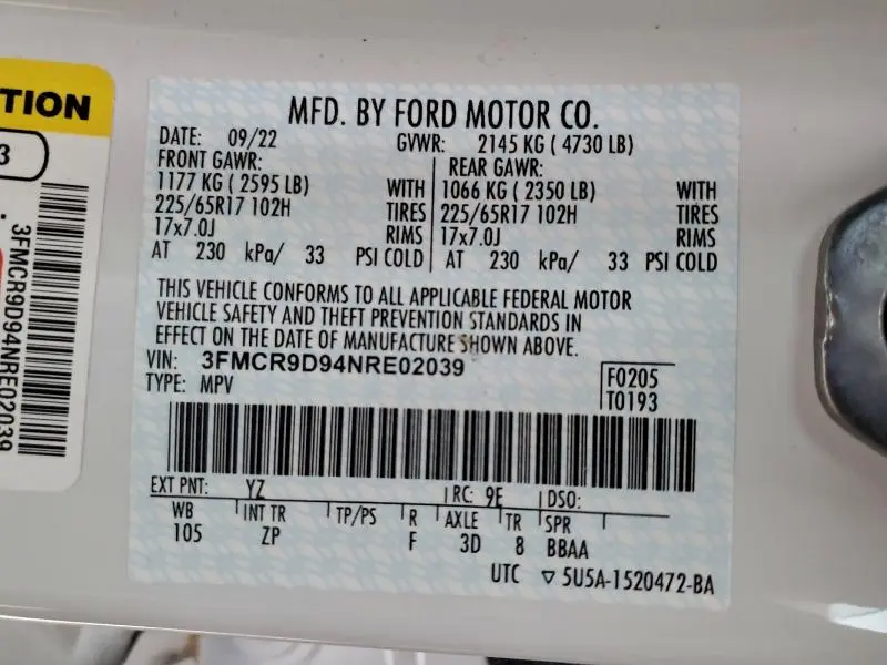 2022 FORD BRONCO SPORT BADLANDS  