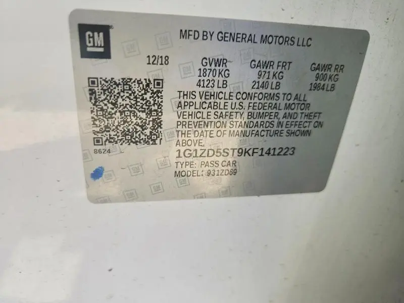 2019 CHEVROLET MALIBU LT  