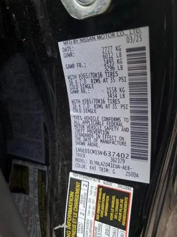 2025 NISSAN FRONTIER S  
